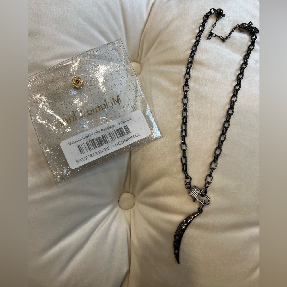 Melania Clara Luna Necklace-Gunmetal